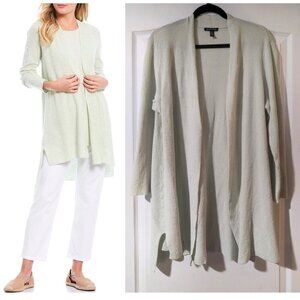 Eileen Fisher | Organic Linen Crepe Stretch Long Cardigan In Mist Green
